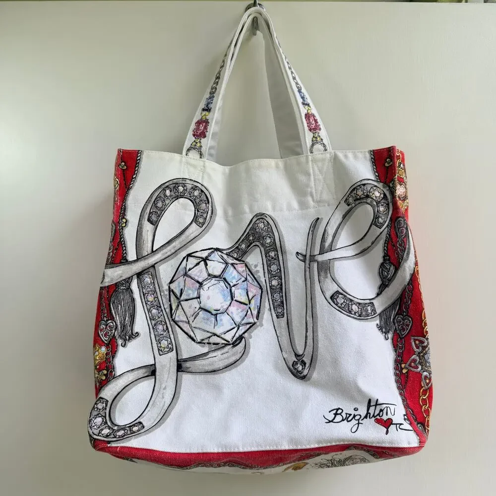 Brighton All That Glitters Canvas Tote Bag Tom Clancy Jewelry Heart